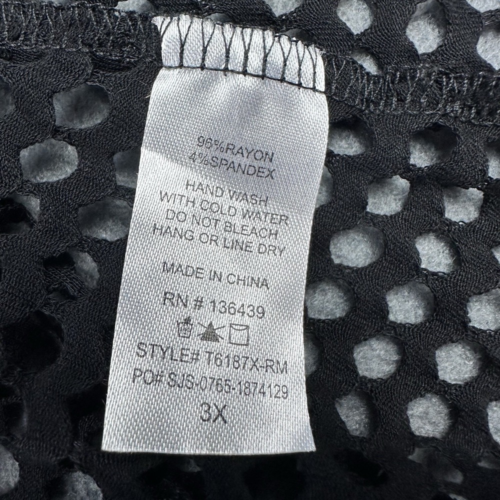 SJS Black Hooded Mesh Swim Cover Up Sleeveless Crochet Beach Cover-Up Plus 3X - Picture 3 of 8